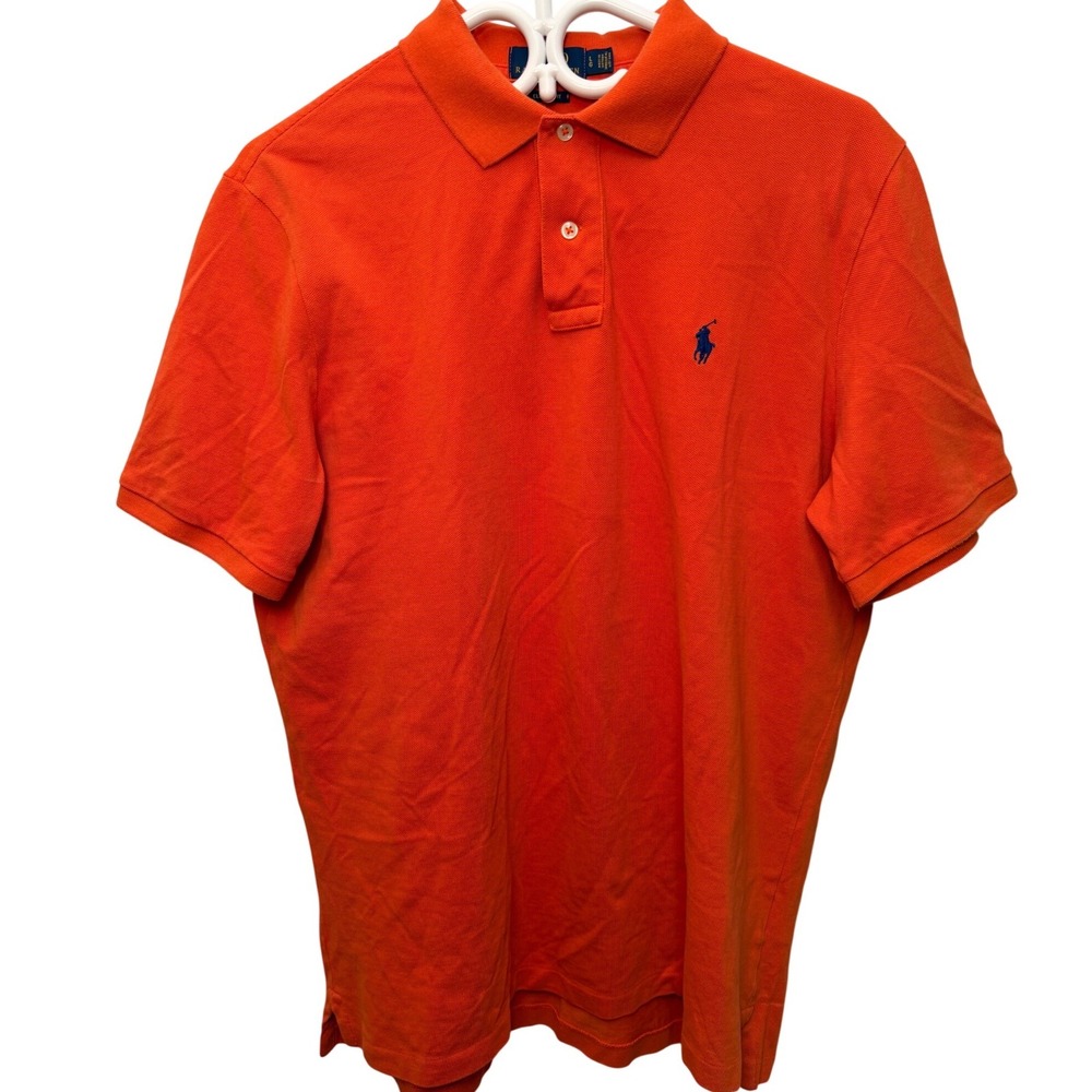 Polo Ralph Lauren Mens Orange Classic Fit Short Sleeve Pique Polo Shirt Large